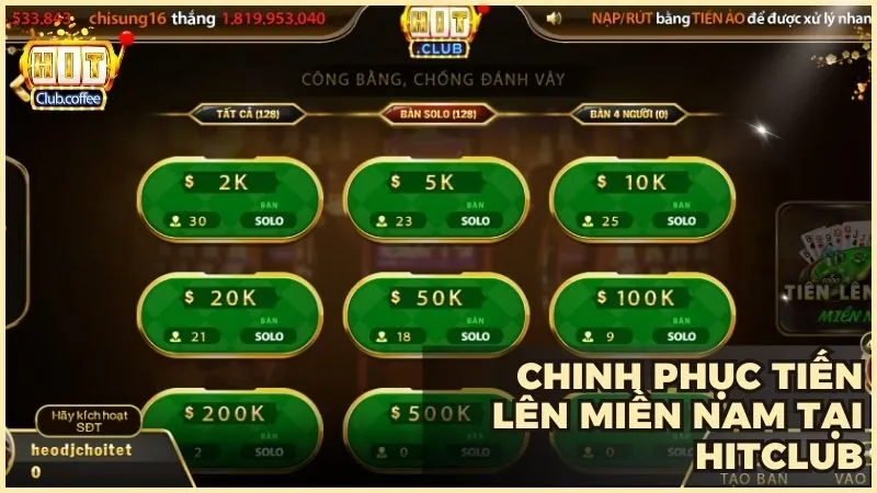 Tiến lên miền Nam – Bí kíp chiến thắng và chinh phục HITCLUB