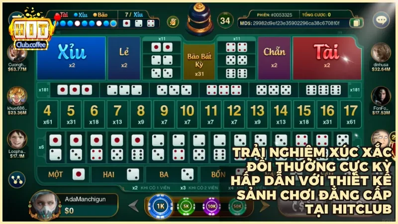 Trải nghiệm Sicbo đại phú quý Hitclub chơi xúc xắc nhận thưởng siêu khủng 2 Trải nghiệm xúc xắc đổi thưởng cực kỳ hấp dẫn với thiết kế sảnh chơi đẳng cấp tại Hitclub