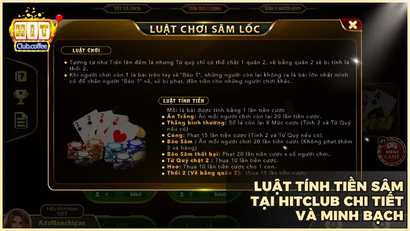 Khám phá game Sâm tại HITCLUB với phong cách chơi đậm chất trí tuệ 5 HITCLUB áp dụng cách tính thưởng phạt rõ ràng giúp người chơi dễ dàng theo dõi và đưa ra chiến lược hợp lý theo từng tình huống